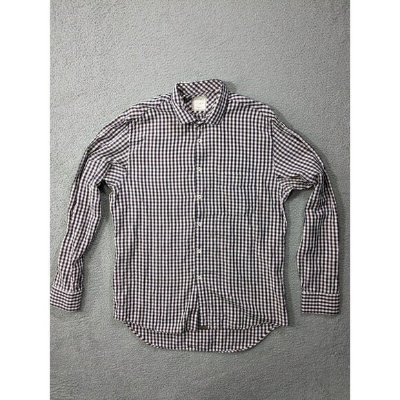 Billy Reid Shirt XL Standard Cut Linen Blend? Long Sleeve Button Colorful Check - Picture 1 of 14